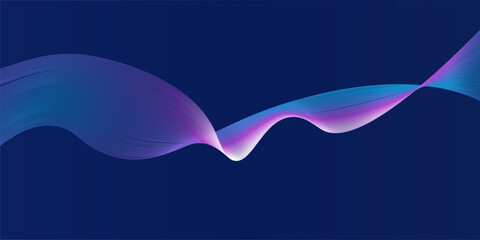 Flowing dark blue curve shape with soft gradient vector abstract background, relaxing and tranquil art, can illustrate health medical or sound of music. Vector illustration