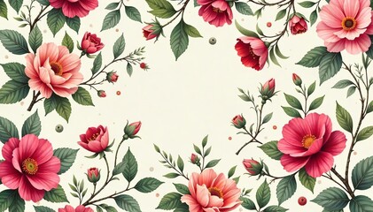 Intricate floral pattern design, perfect for textile, wallpaper, or surface design projects  Elegant blooms and leaves create a sophisticated and timeless aesthetic , aesthetic, flower pattern