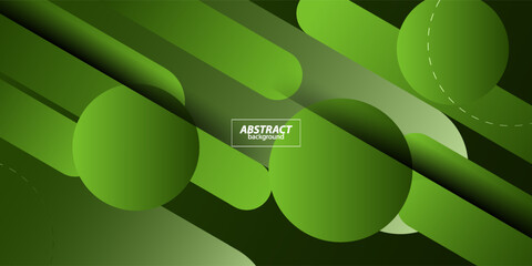 Abstract green dynamic gradient background with 3D look and simple circle pattern. Rounded rectangle elements. Vector Eps10