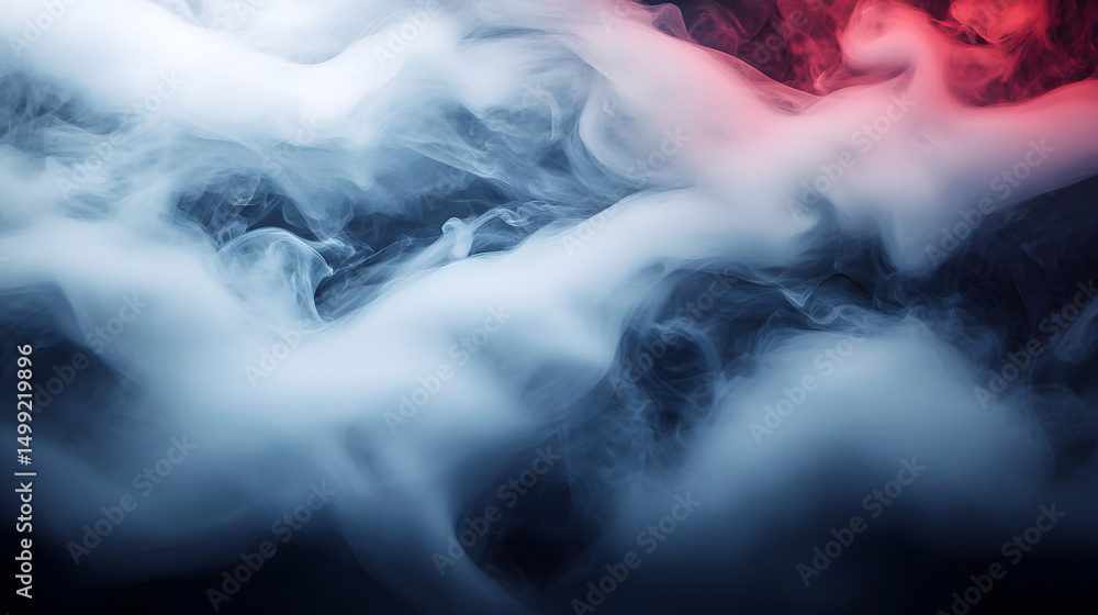 Poster abstract ethereal background featuring flowing smoke, dark and light tones, creating a mysterious at