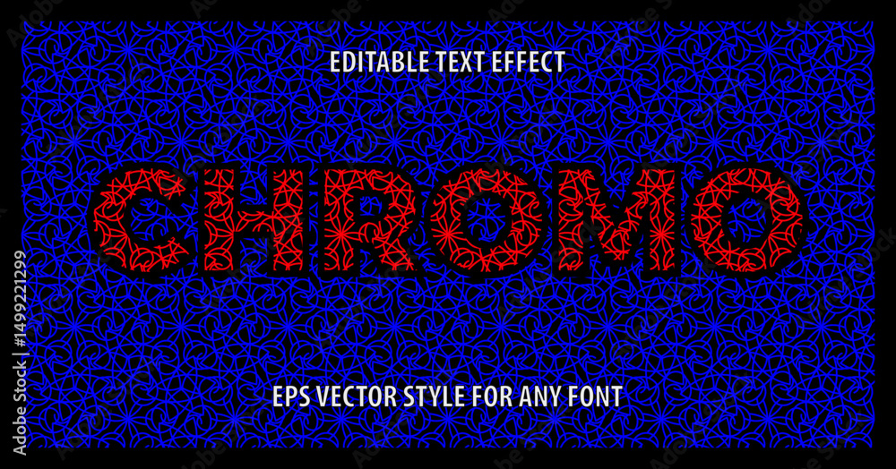 Aufkleber editable vector text effect with red pattern on blue background. optical illusion with chromostereop