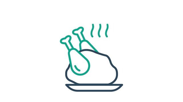 Chicken icon animated. animated icon related to meat. suitable for user interface, provide visual feedback and more. alpha channel, transparent background