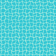 Blue vector plaid seamless pattern, abstract wavy check background for sea themed summer graphic design