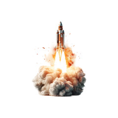 Fototapeta na wymiar missile rocket launching with fire trail png