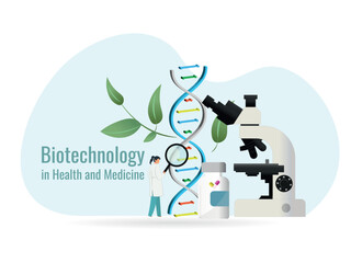 Scientist analyzing dna structure with biotechnology in health and medicine