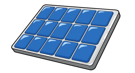 Cartoon Solar Panel with Blue Cells