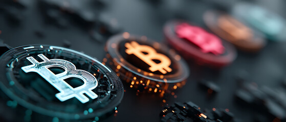 Futuristic concept showcasing financial technology with blockchain elements and modern design.