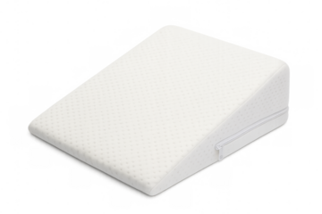 White orthopedic memory foam wedge pillow on transparent background