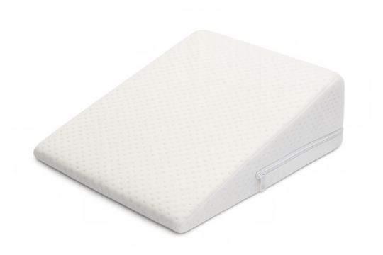 White orthopedic memory foam wedge pillow on transparent background