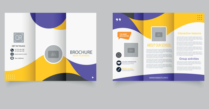 Back to School Trifold Brochure Template. Modern Education Flyer Design for Institutions.