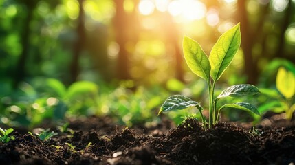 plant sprouting symbolizes business growth and prosperity warm sunlight hopeful atmosphere