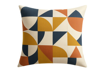 Decorative pillow with geometric pattern on transparent background
