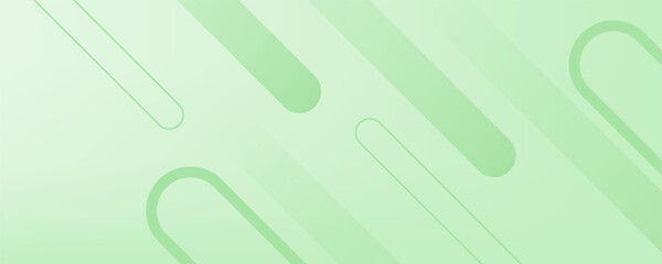 White abstract wide banner background with green geometric shapes. Minimal geometric. Modern futuristic concept. Suit for cover, header, business, presentation
