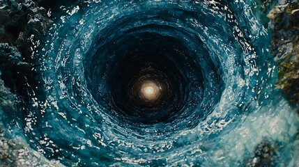 Swirling water vortex underwater scene digital art mystical environment aerial view fluidity concept
