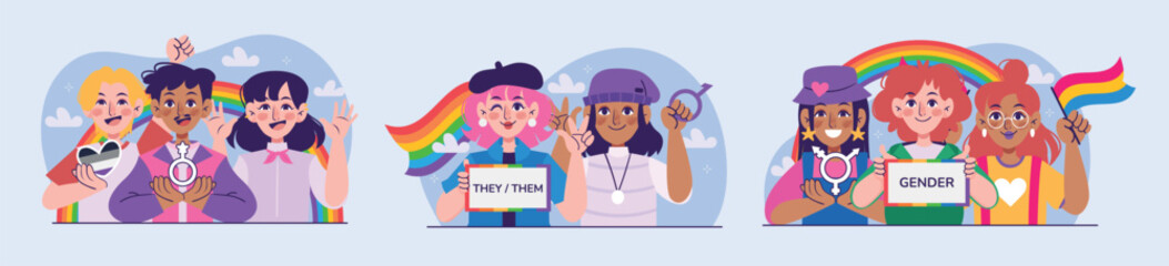 Flat No Binary Gender Mini compositions Set