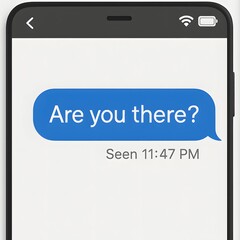 Fototapeta premium Text Message Seen Without Reply - Digital Ghosting, Blue Chat Bubble, Unanswered Message, Modern Communication Silence, Smartphone UI Screenshot