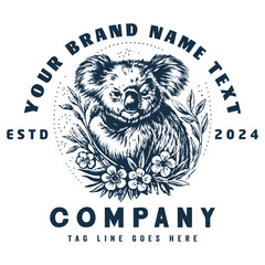 Hand drawn koala illustration in vintage style