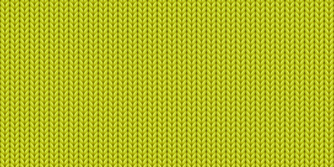 Seamless pattern of wool knitting, sweater texture in chartreuse color. Green background of knitwear cloth fabric, material of woven wool, cotton yarn for winter sweater or plaid, vector illustration