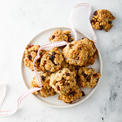 Traditional oatmeal cookies with raisins
