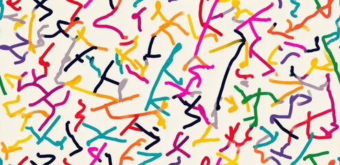 Abstract design with interwoven colorful lines.