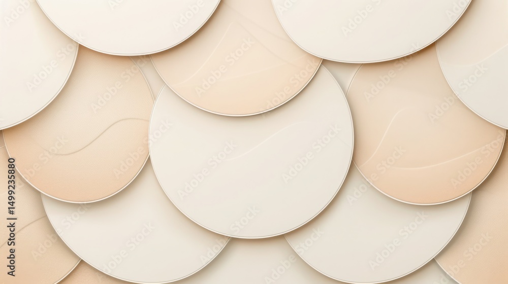 Poster neutral aesthetic background with overlapping translucent shapes, modern minimalist style