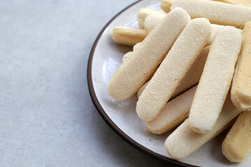 Sponge finger cookies, Italian savoiardi biscuit snack