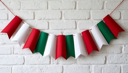 green red and white paper garland for independence day celebrations concept of hungary italy bulgaria and madagascar national pride