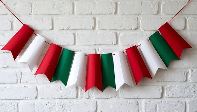green red and white paper garland for independence day celebrations concept of hungary italy bulgaria and madagascar national pride