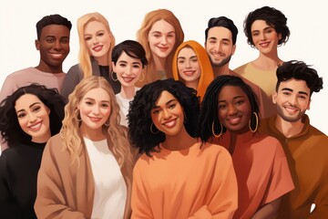 Różnorodna grupa uśmiechniętych ludzi