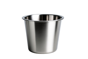 Stainless steel cup isolated on black background, showcasing its sleek design and versatility for kitchenware or restaurant use