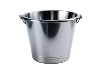 Empty stainless steel ice bucket with handles on a black background, perfect for chilling drinks and beverages at parties and events