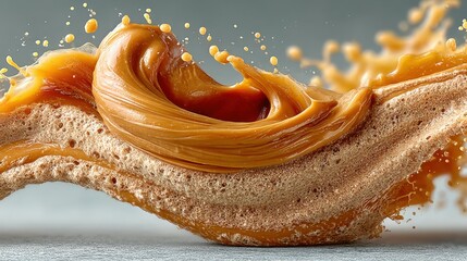 Delicious Caramel Sauce Splashing Dynamically