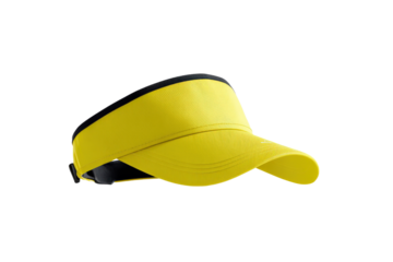 Bright yellow sun visor with black trim on a transparent background vector, perfect for sports, tennis, golf, or outdoor activities Concept of sun protection and fashion