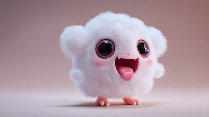 Fototapeta premium 3D chibi cotton candy white puffy body