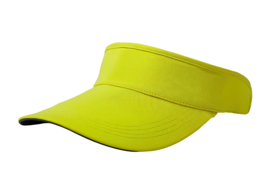 Isolated vibrant yellow sun visor on a transparent background vector, perfect for sports, tennis, golf, or outdoor activities
