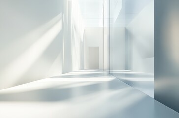 Abstract blurred modern office backdrop, white and glass