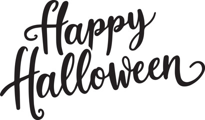 Happy Halloween Handwritten Lettering Design. Halloween Calligraphy Text Illustration. Handwritten Halloween Typography Art. Halloween Lettering Design for Print