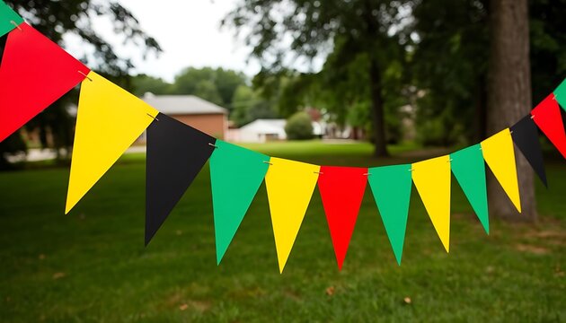 yellow red green and black garland preparation for june 19th emancipation celebration freedom day concept of liberation and heritage