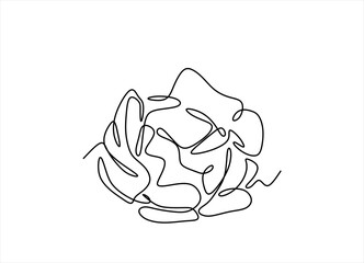 cabbage continuous one line drawing, Hand-drawn cabbage continuous outline vector. Cabbage one line art drawing, Chinese cabbage in continuous line art drawing style, Editable stroke.