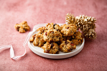 Traditional oatmeal cookies with raisins