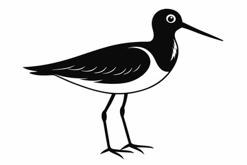 sandpiper silhouette line art vector illustration with a white background