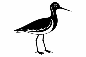 sandpiper silhouette line art vector illustration with a white background
