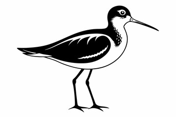sandpiper silhouette line art vector illustration with a white background
