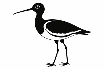 sandpiper silhouette line art vector illustration with a white background