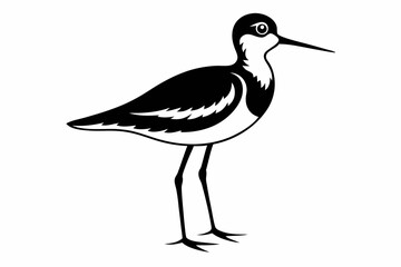 sandpiper silhouette line art vector illustration with a white background