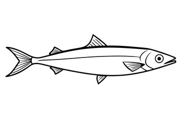 sardine silhouette line art vector illustration with a white background