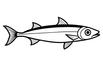 sardine silhouette line art vector illustration with a white background