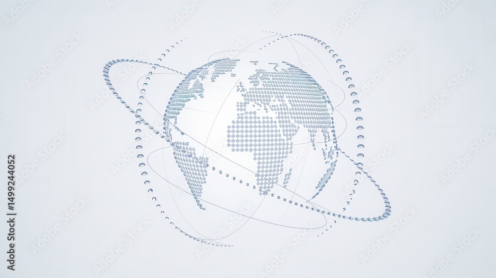 Aufkleber digital earth globe with orbiting elements for global connectivity visuals