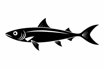 sardine silhouette line art vector illustration with a white background