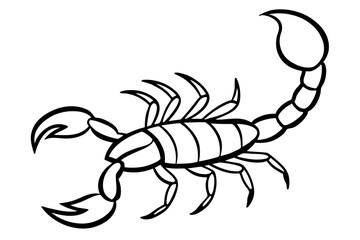 scorpion silhouette line art vector illustration with a white background